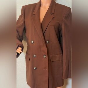 Evan Picone Wool Blazer Women 8 Brown Rust Double Breasted Tailored Jacket
